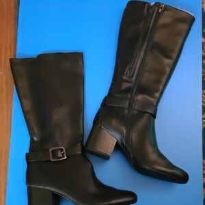 Aerosoles Black Knee-High Leather Boots NWT Size: 10